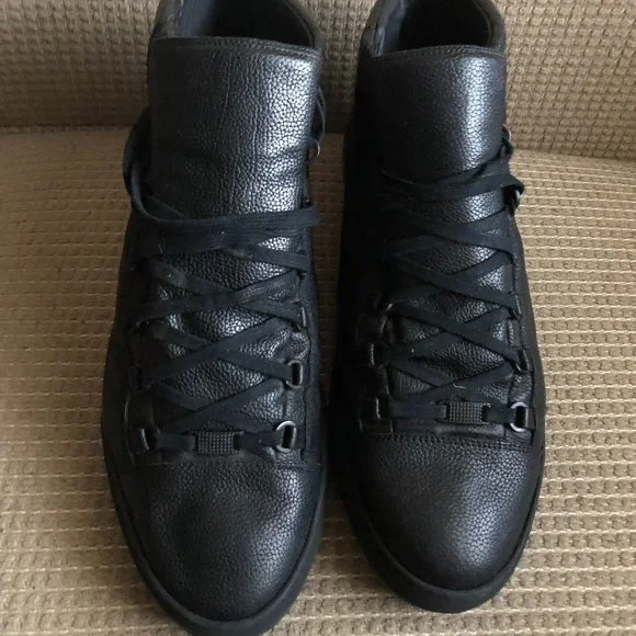 Balenciaga Men's Black Arena Leather Boots.